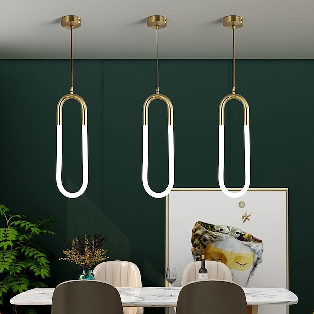 luz pendente moderna luz de ilha de cozinha cobre abajur rílico geométrico sala de estar luzes de quarto de jantar branco quente branco natural branco frio 8w 640lm