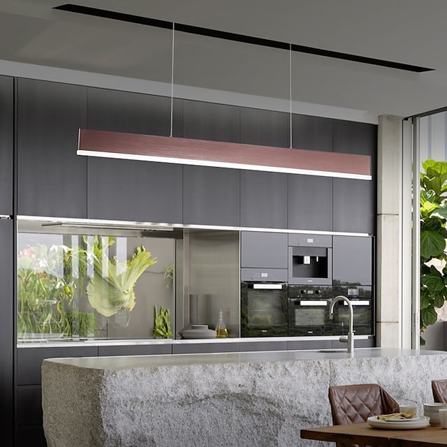 linear luz pendente luz de ilha de cozinha Lâmpada de café 100cm regulável linha quadrada projeto lustre ilha de alumínio liga de zinco moderna