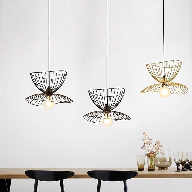 luz pendente luz de cabeceira ouro preto 45cm retro luz pendente metal estilo vintage chapéu de ferro pintado quarto sala de jantar luzes da sala de estar luzes diy