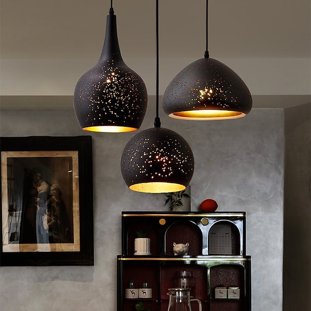 luz pendente luz de ilha de cozinha preto moderno projeto único abamentos em metal pintado tradicional estilo nórdico clássico