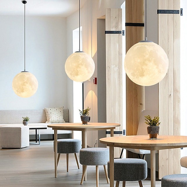 pendente luz lua projeto cozinha ilha luz sala de jantar luz 15cm globo 20cm 3d impressão lua candelabro Iluminação casa criativa Iluminação moderna minimalista quarto Lâmpada personalidade