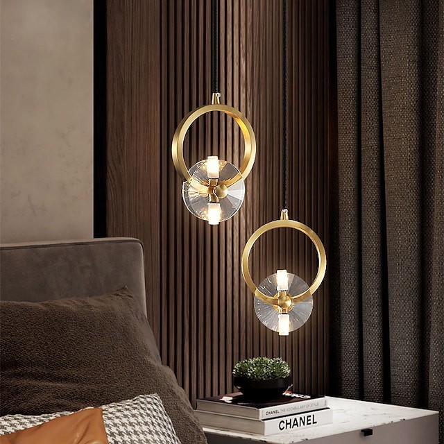 luz pendente luz de cabeceira de cristal moderno ouro nórdico lanterna de 15cm projeto cobre latão