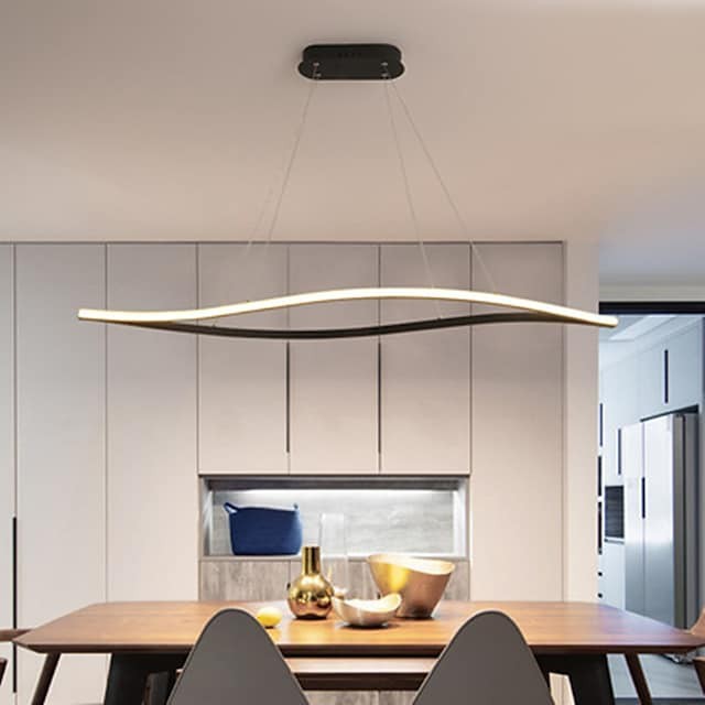 pendente luz onda projeto ilha luz preto branco 80cm lustre de alumínio estilo artístico estilo moderno abamentos pintados artísticos
