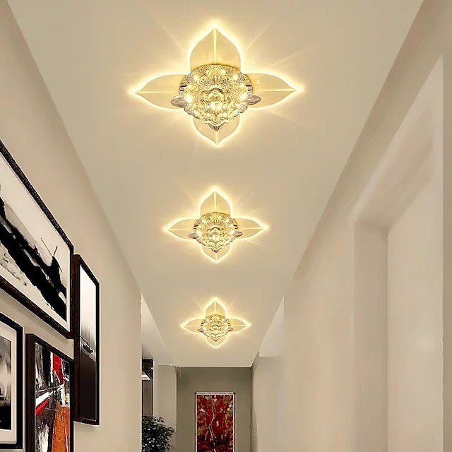 20cm luz de teto de cristal luz de varanda corredor Lâmpada moderna flor projeto luzes embutidas de metal galvanizado
