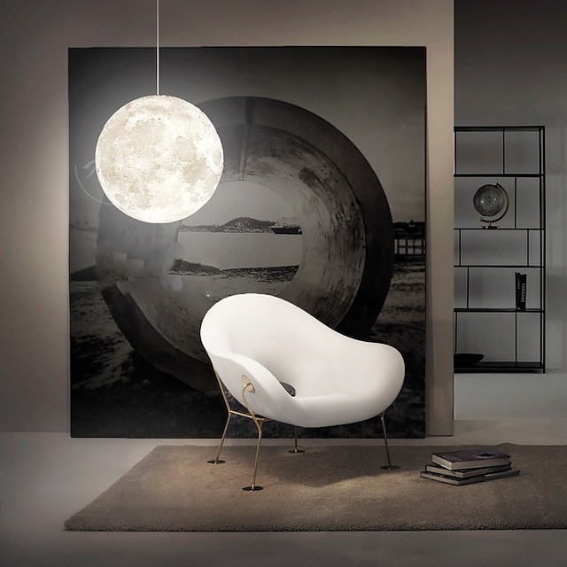 Lustre da lua impressão 3D moderno simples nórdico criativo Lâmpada da lua restaurante sala de estar quarto lustre da lua