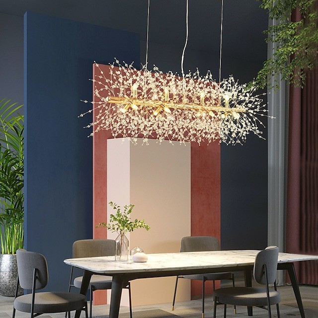 9 12 cabeças luz pendente lustre dente de leão fogos de artifício Lâmpada de cristal sala de estar sala de jantar Lâmpada do quarto Lâmpada de bar loja de roupas românticas