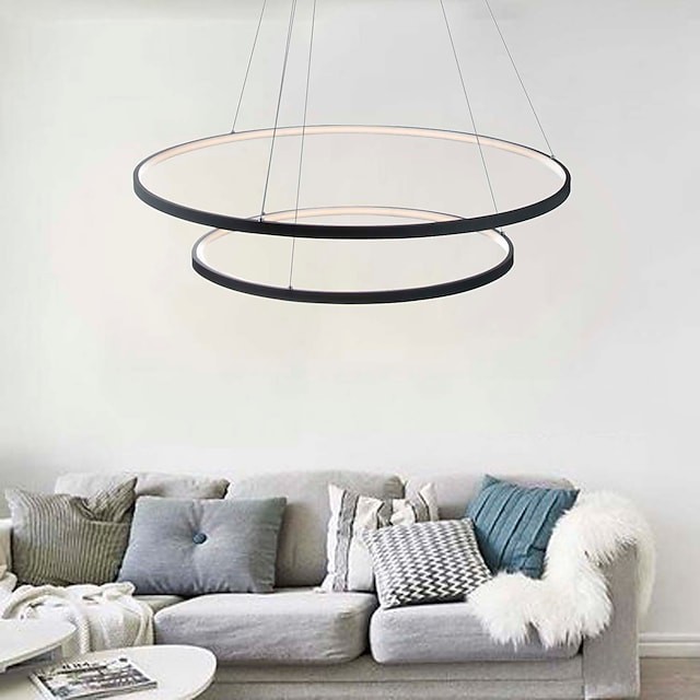 2-light dimerizável pendente de metal leve rílico com abamento em círculo pintado moderno contemporâneo