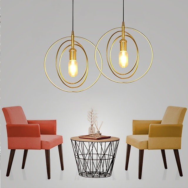 1 luz pendente em metal leve de 28cm mini ouro contemporâneo artístico