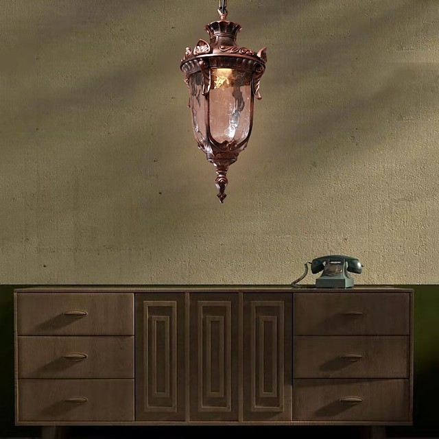 1-luz mini-pendente de estilo lanterna de vidro lanterna em bronze lanterna