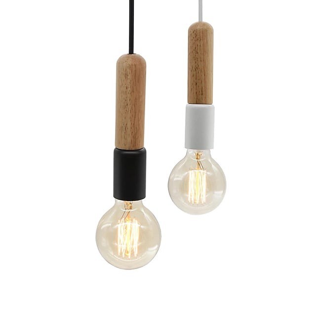 luminoso pendente preto branco luz de cabeceira luz de ilha de cozinha 4cm formas geométricas pendente madeira clara bambu mini country estilo nórdico