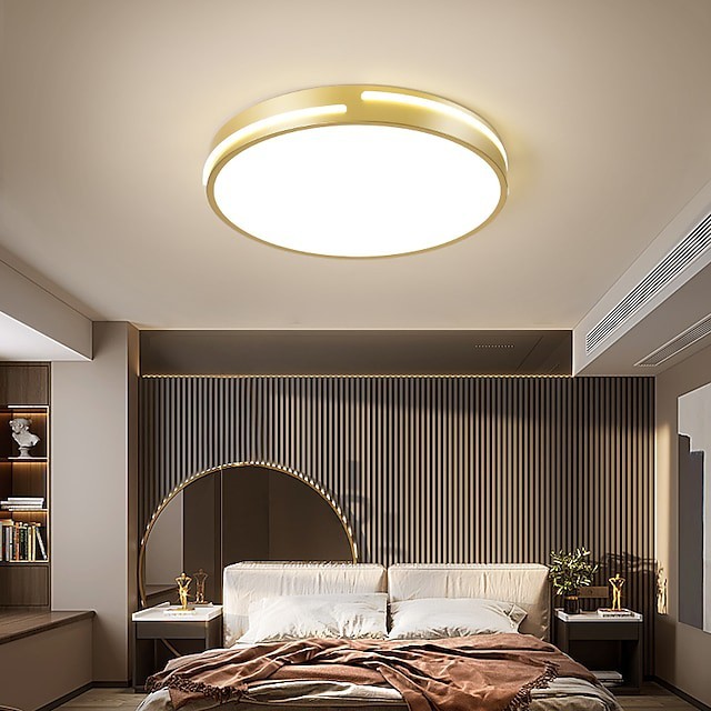 Luz de teto de 30cm redonda moderna sala de estar com projeto dourado quarto escritório luzes embutidas de metal