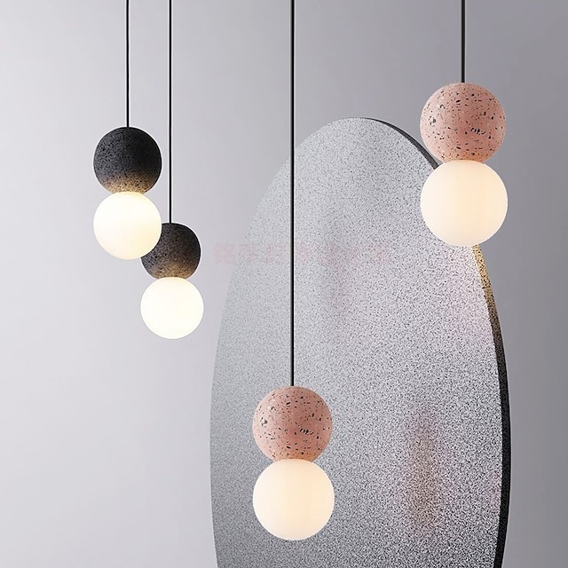 Luminária pendente de bola dupla de 10cm em vidro moderno e globo terrestre com abamentos pintados 1 luz criativo luz suspensa estilo nórdico
