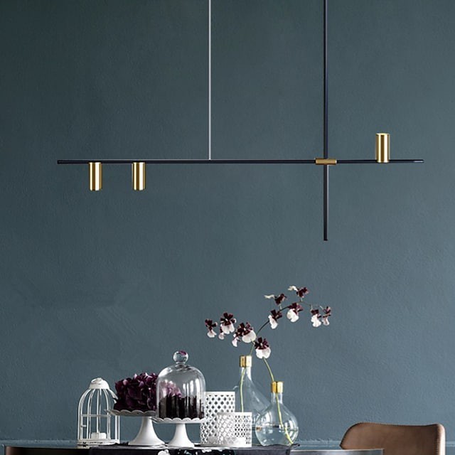 Lustre de metal geométrico galvanizado com 3 luzes de abamentos artísticos