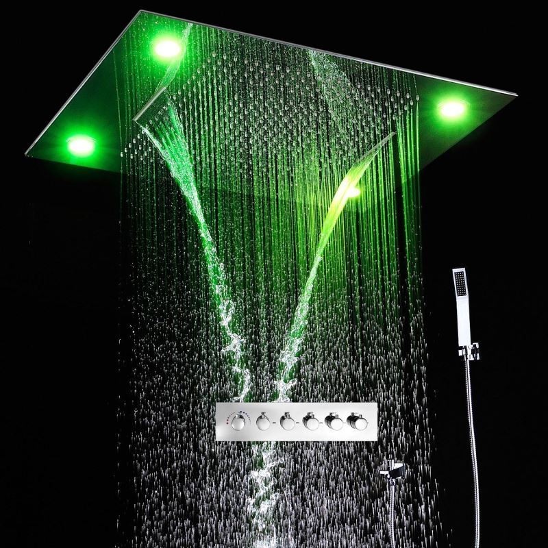 Torneira de chuveiro termostática LED multifuncional para banheiro