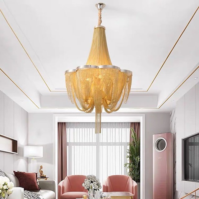 Lustre de luxo de 68cm com borla de ouro prata regulável em formato de flor moderno galvanizado