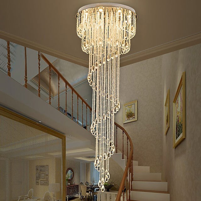 lustre de cristal moderno luz de teto 200cm luminária para luzes de escada em hotel de luxo vaidade quarto Lâmpada suspensa teto luz pendente de teto 9 cabeças