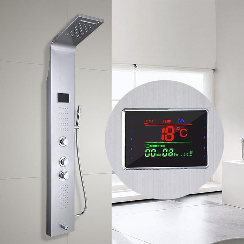 Torneira termostática para banheiro em aço inoxidável com 5 funções