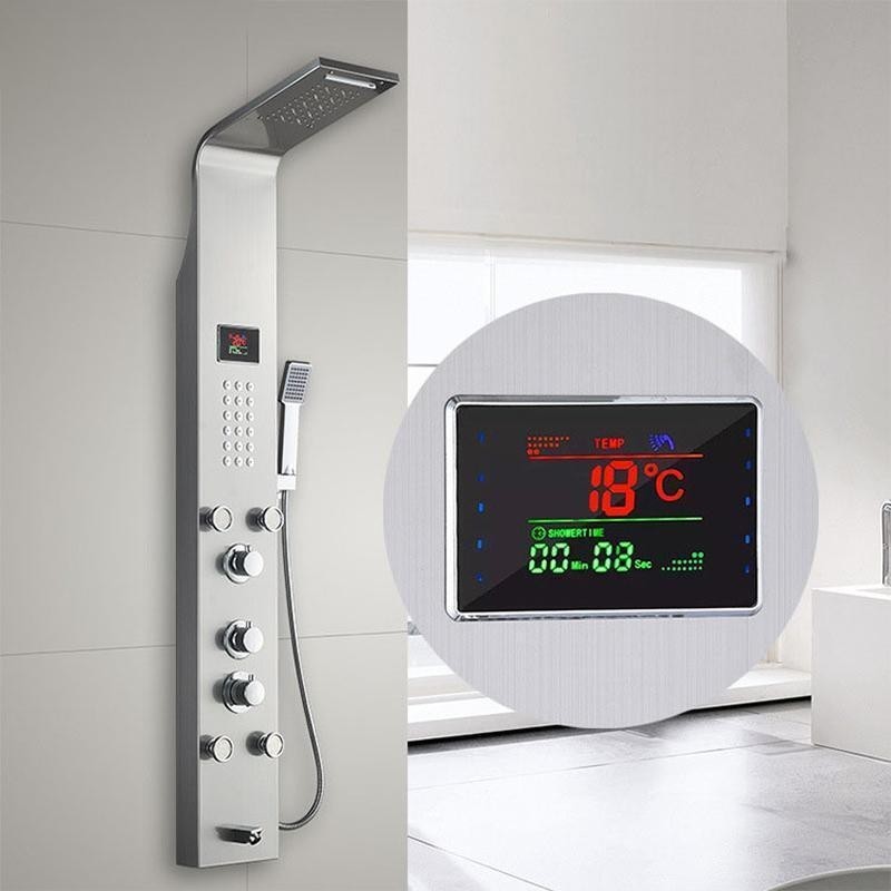 Conexão para chuveiro com termostato e varinha de 5 funções Aus Edelstahl