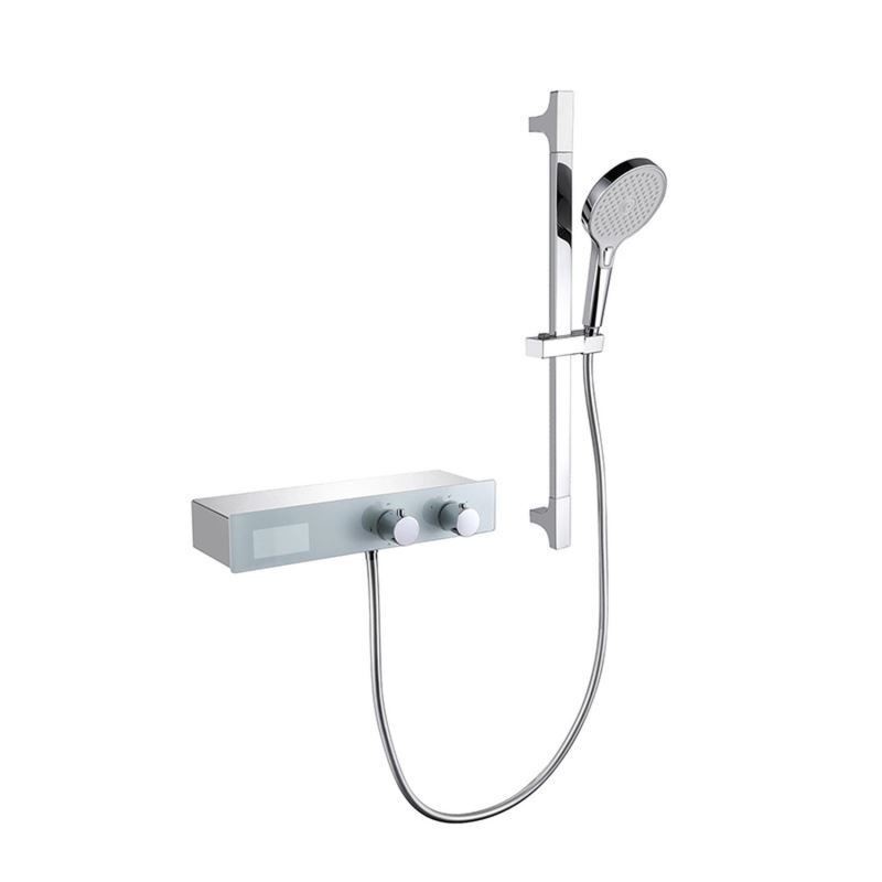 Torneira de banheira montada na parede de cobre ABS chuveiro de mão para banheiro com display LED