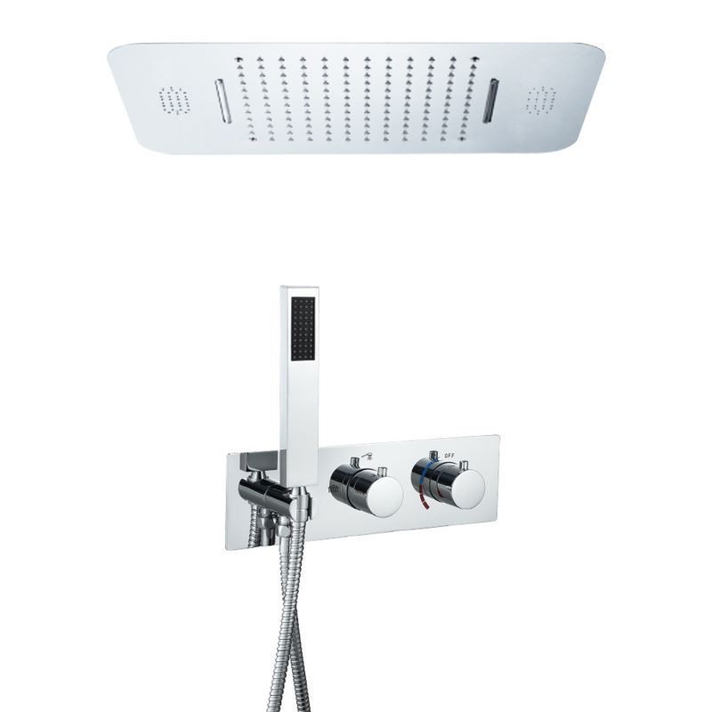 Sistema de chuveiro LED moderno em cromo/preto/ouro escovado para banheiro