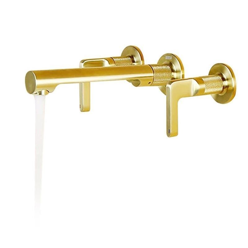 Misturador para lavatório montado na parede em cobre escovado dourado/cinza