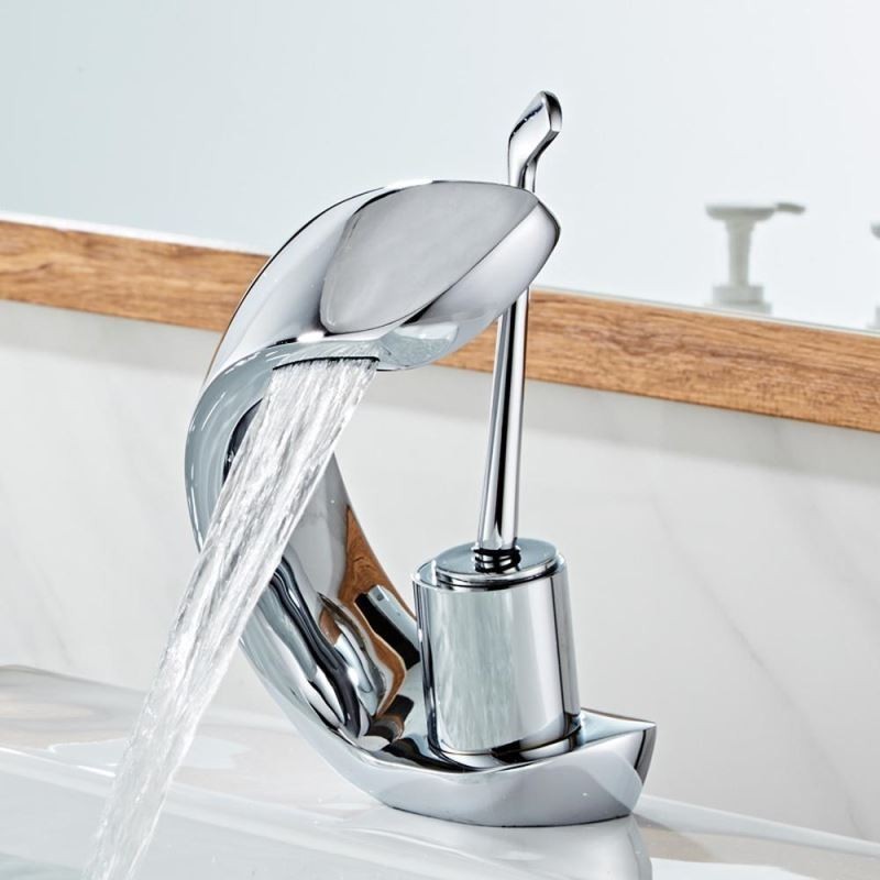 Torneira para bacia com cascata de cobre com design patenteado, 4 cores