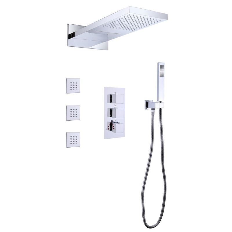 Sistema de chuveiro termostático de cobre com três funções