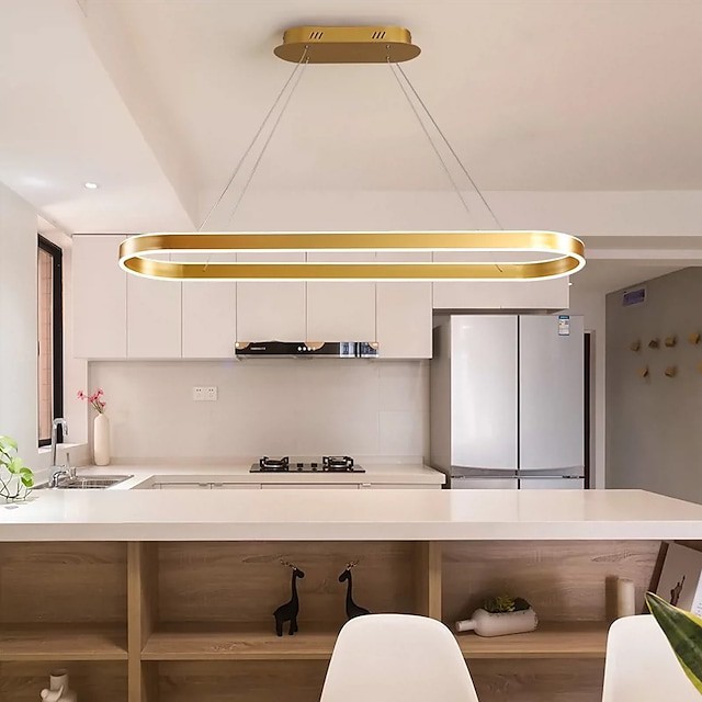 luz pendente moderno círculo de ouro preto luz da ilha 80cm metal sala de jantar cozinha