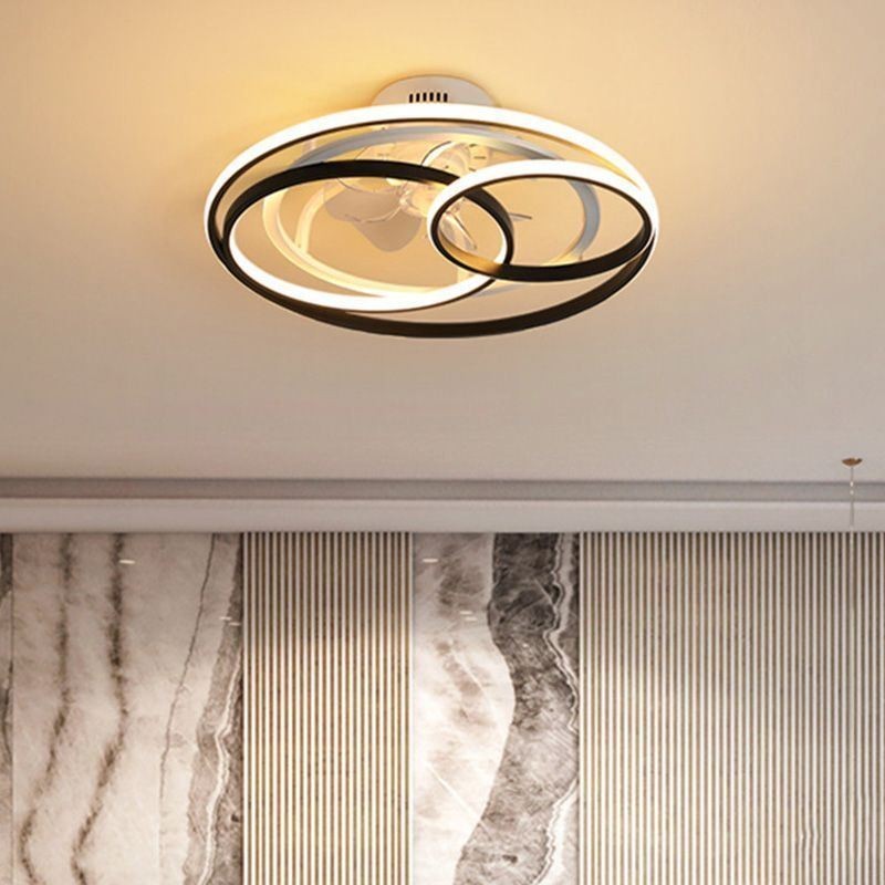 Luzes de teto modernas com anéis circulares Ventilador de teto de designer