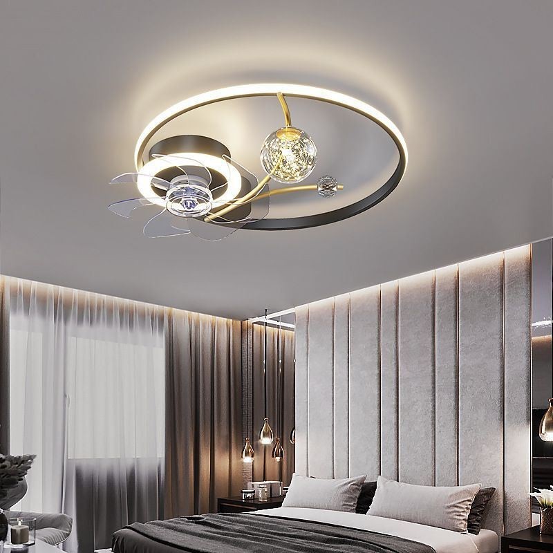 Ventilador de teto com luzes decorativas lâmpada de acrílico