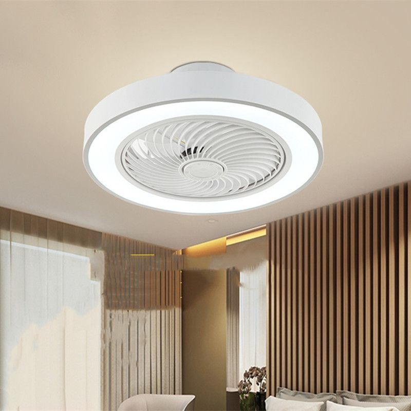 Luzes modernas do ventilador de teto com lâmpada de teto redonda acrílica de controle remoto
