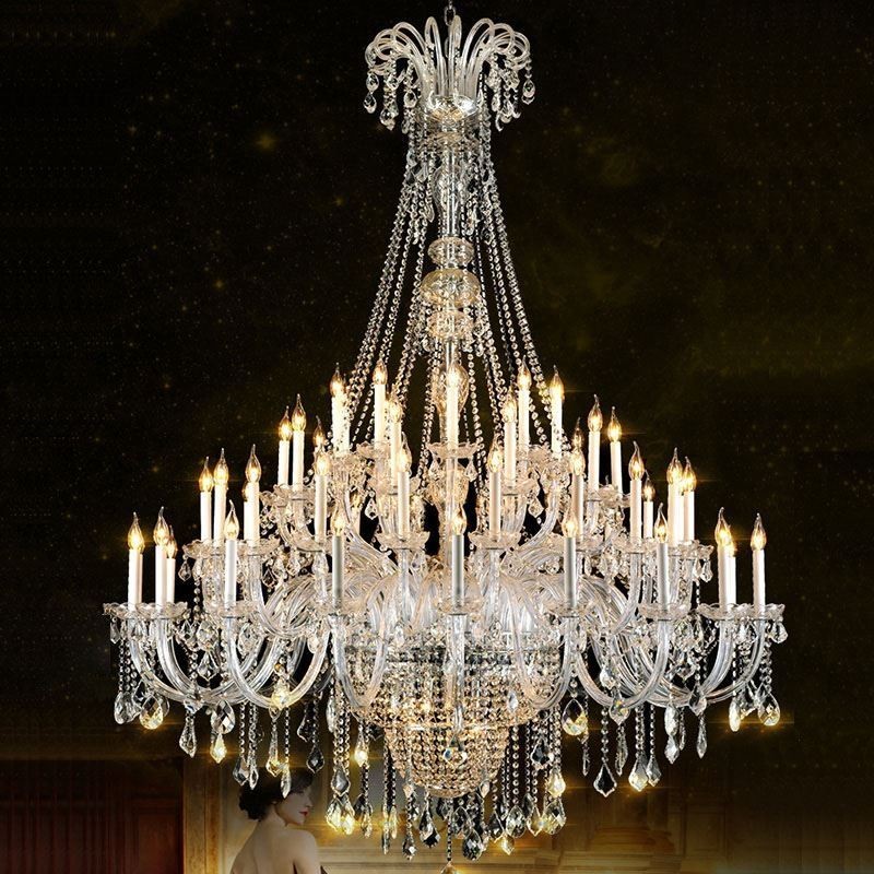 Lustre de cristal europeu villa decoração de cristal luz de teto com 65 luzes