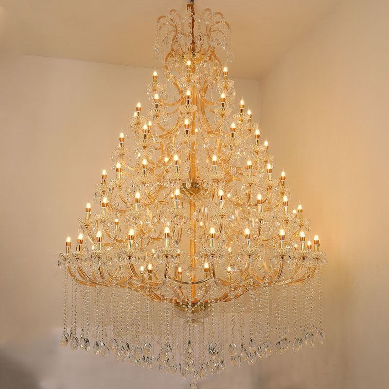 Luz de teto luxuosa da decoração da casa de campo do candelabro de cristal com 96 luzes