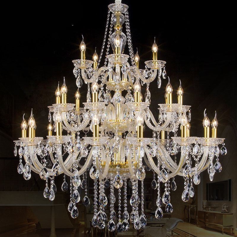 Luz de teto luxuosa da decoração da casa de campo do candelabro de cristal com 32 luzes