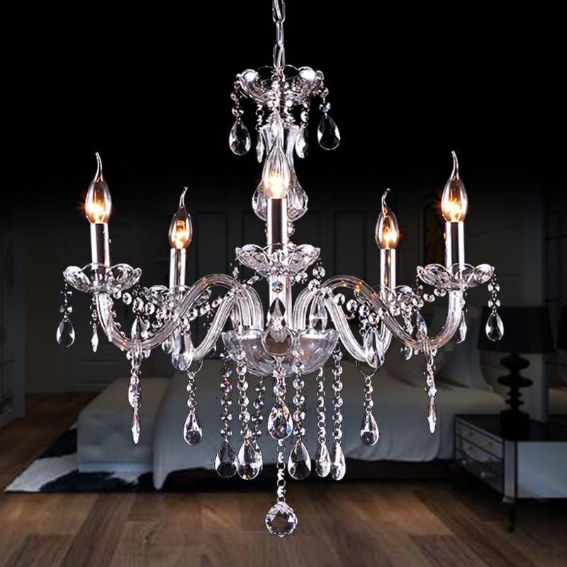 Lustre de cristal elegante e moderno pingente europeu