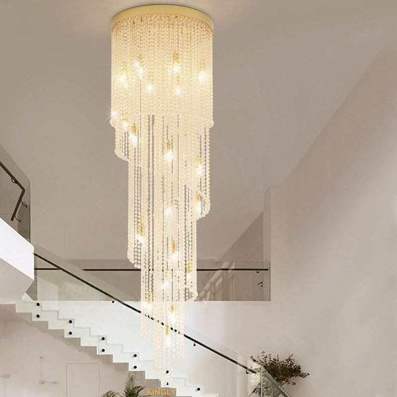 Lustre de cristal moderno, luxuosa villa, escada, teto de cristal com 19 luzes