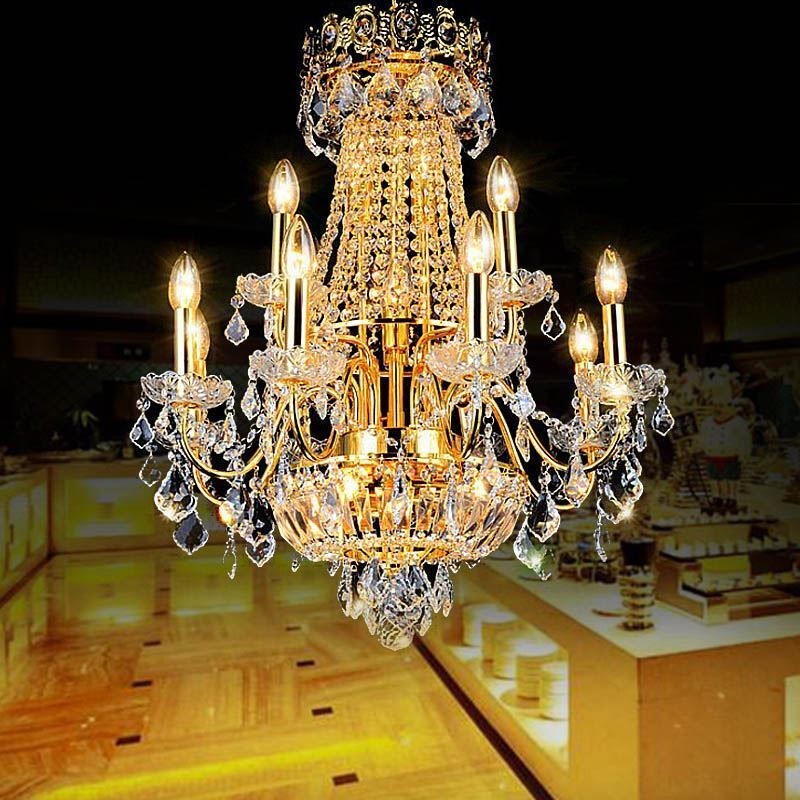 Lustre de cristal de luxo europeu luz pendente de escada duplex