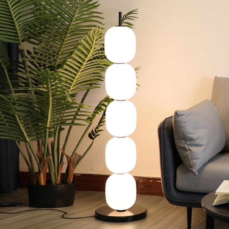 Lâmpada de assoalho de vidro Lâmpada de pé simples moderna com 5 luzes