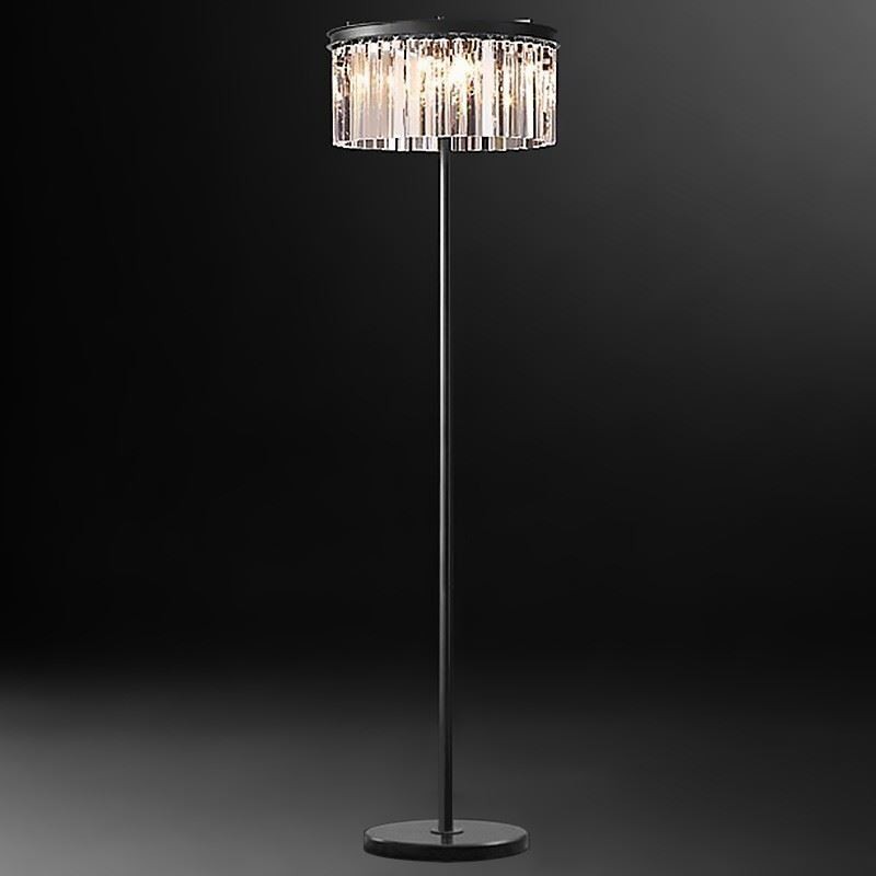 Candeeiro de pé de cristal com designs elegantes 4 luzes