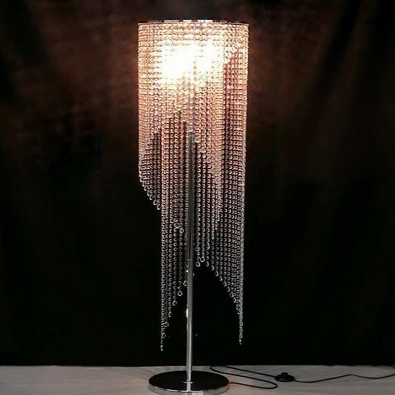 Iluminação de pé moderna gota de chuva decorativa para casa lâmpada de cristal K9 luz de piso