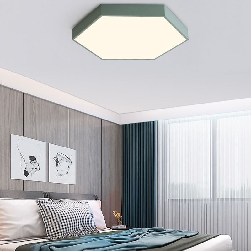 Luz de teto hexagonal simples e contemporânea com montagem embutida
