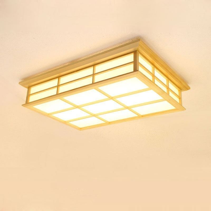 Luz de teto cubóide japonesa Iluminação de luz de teto de madeira maciça