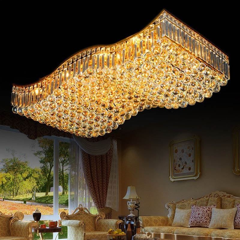 Lustre retangular de cristal europeu com montagem embutida