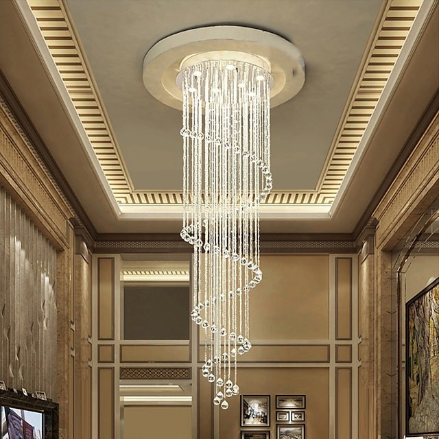 lustres de cristal luminárias modernas 200cm escadas da sala de jantar lustre Lâmpadas pendentes luminárias luminárias internas para casa Decoração
