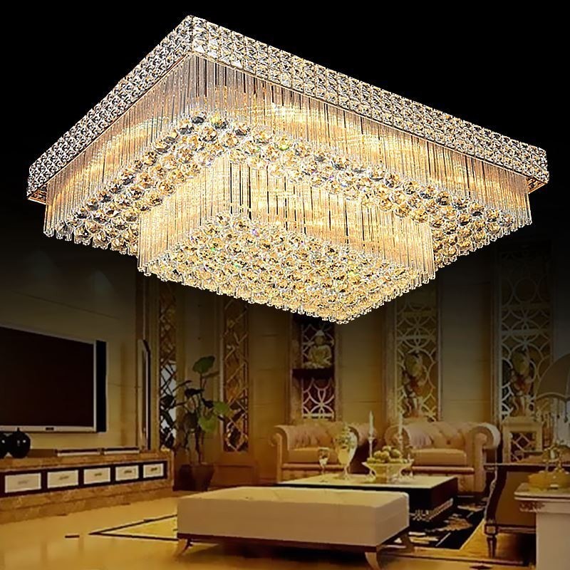 Lustre de cristal quadrado europeu de montagem embutida