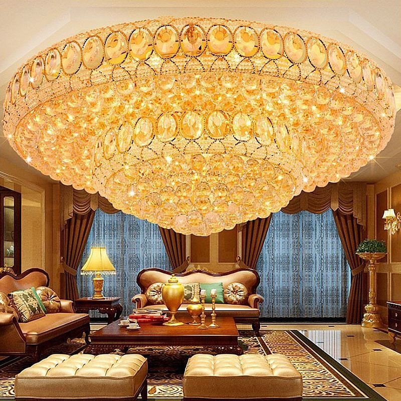 Luz de teto de cristal de luxo iluminação embutida redonda europeia