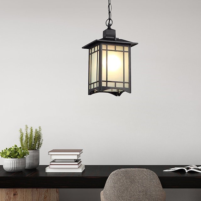 Lanterna suspensa de 18cm projeto luz pendente rílica galvanizada tradicional clássica
