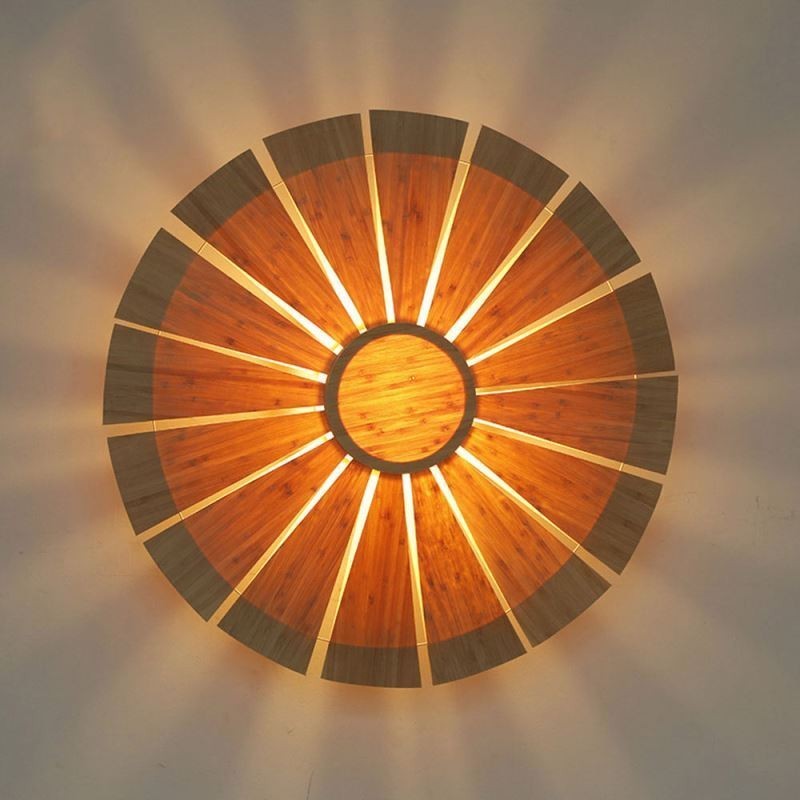 Arandela de parede de flor redonda única luz de parede de bambu iluminação decorativa criativa