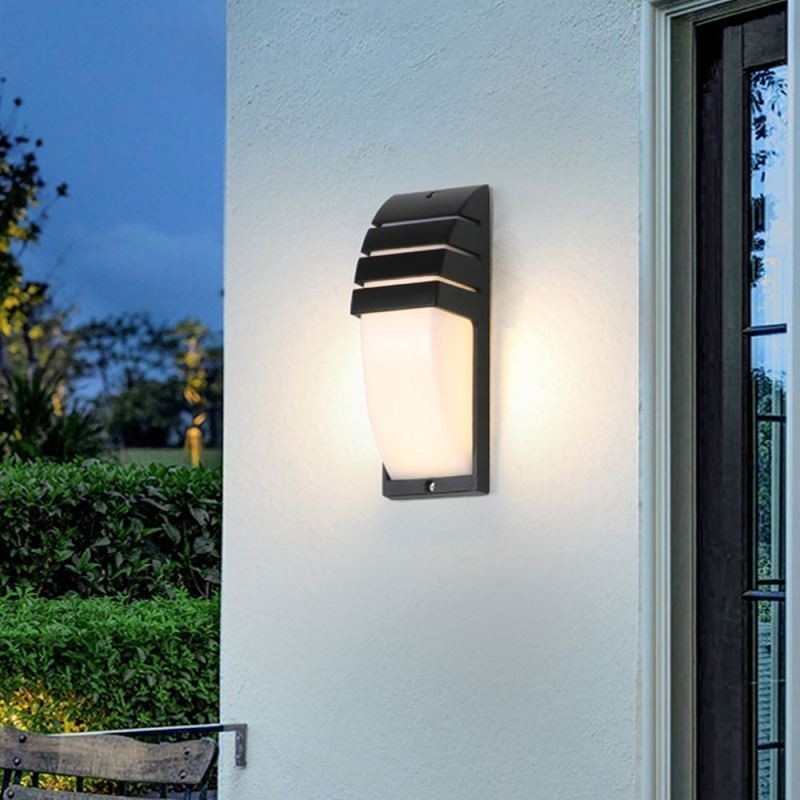 Luz para varanda externa à prova d'água Lâmpada de parede de alumínio preto Luz para pátio de jardim