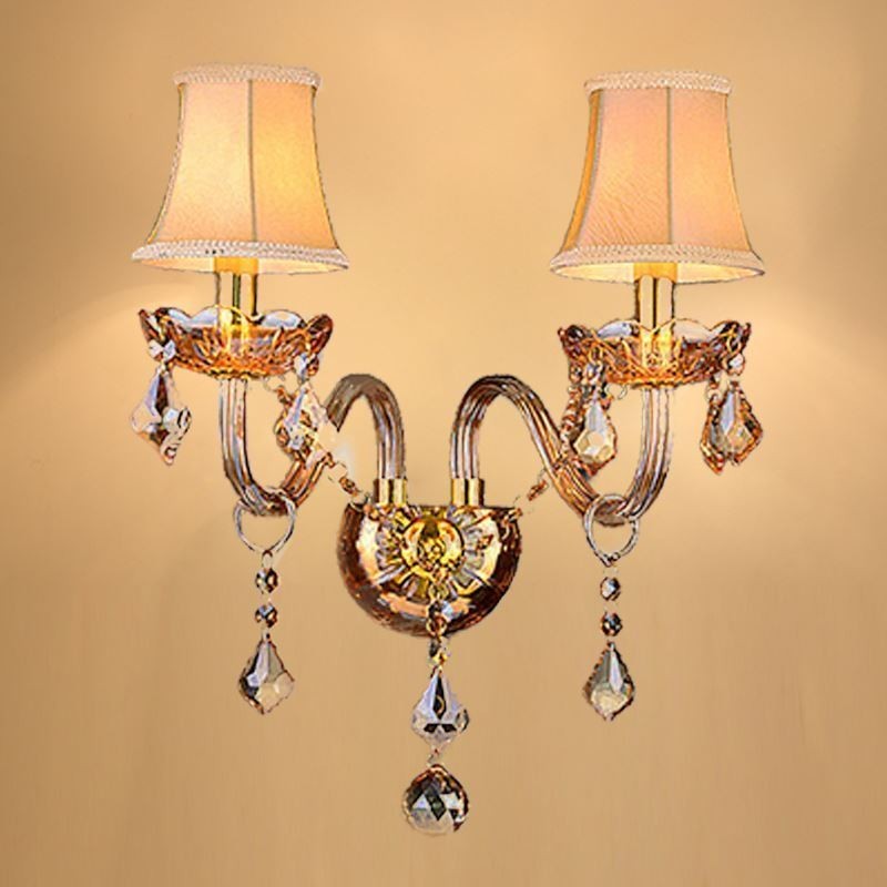 Arandela de cristal europeu elegante com duas luzes para escadas